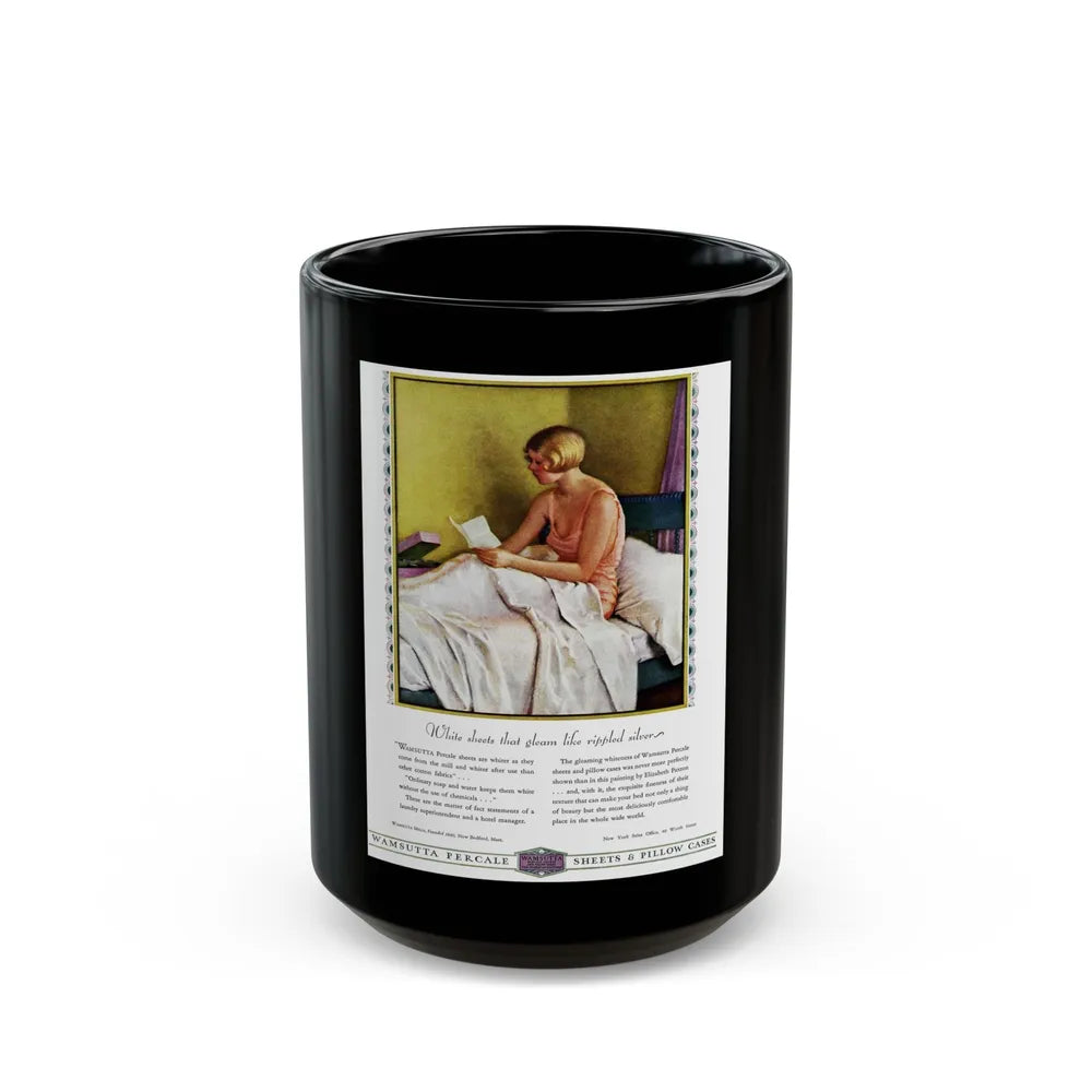 Advertisement for Wamsutta Percale, Harper's Bazaar, September 1930 - Black Coffee Mug-15oz-Go Mug Yourself