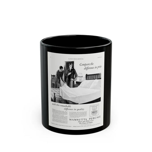 Advertisement for Wamsutta Percale, Ladies' Home Journal, September 1927 - Black Coffee Mug-11oz-Go Mug Yourself