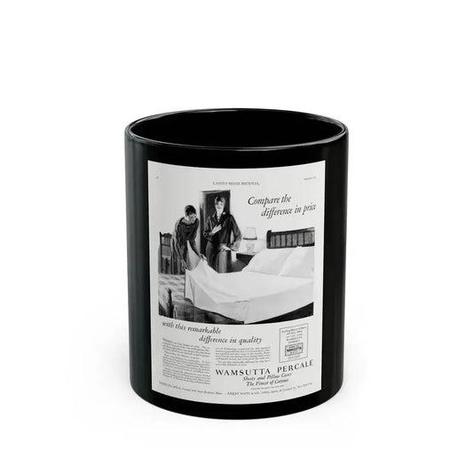 Advertisement for Wamsutta Percale, Ladies' Home Journal, September 1927 - Black Coffee Mug 11oz - Go Mug Yourself