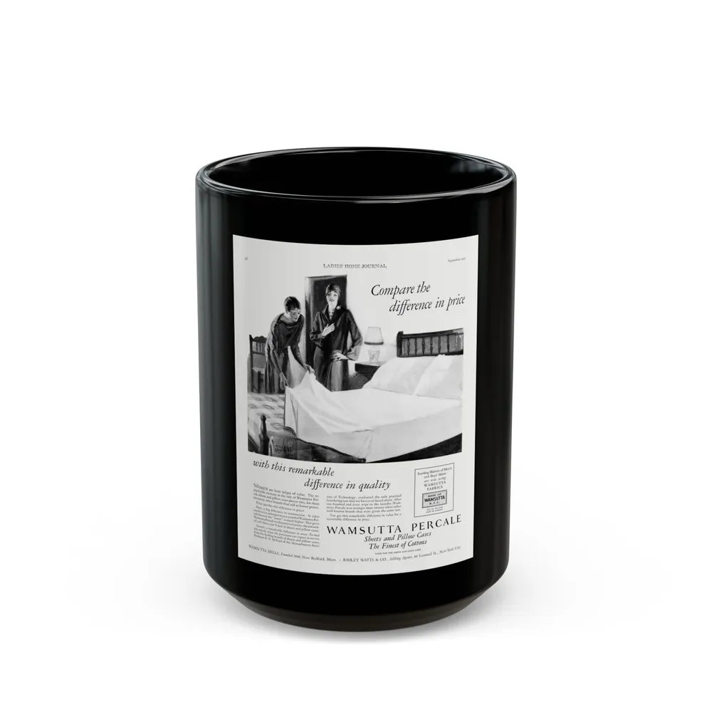 Advertisement for Wamsutta Percale, Ladies' Home Journal, September 1927 - Black Coffee Mug-15oz-Go Mug Yourself