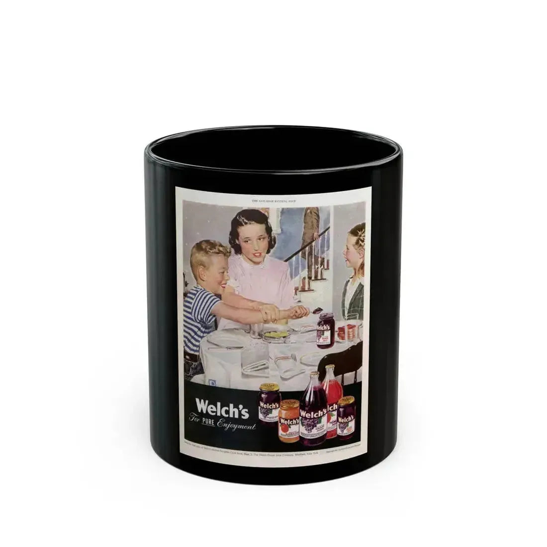 Advertisement for Welch's, Saturday Evening Post, March 22, 1947 - Black Coffee Mug 11oz - Go Mug Yourself