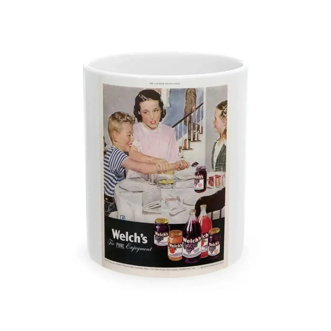 Advertisement for Welch's, Saturday Evening Post, March 22, 1947 - White Coffee Mug 11oz - Go Mug Yourself