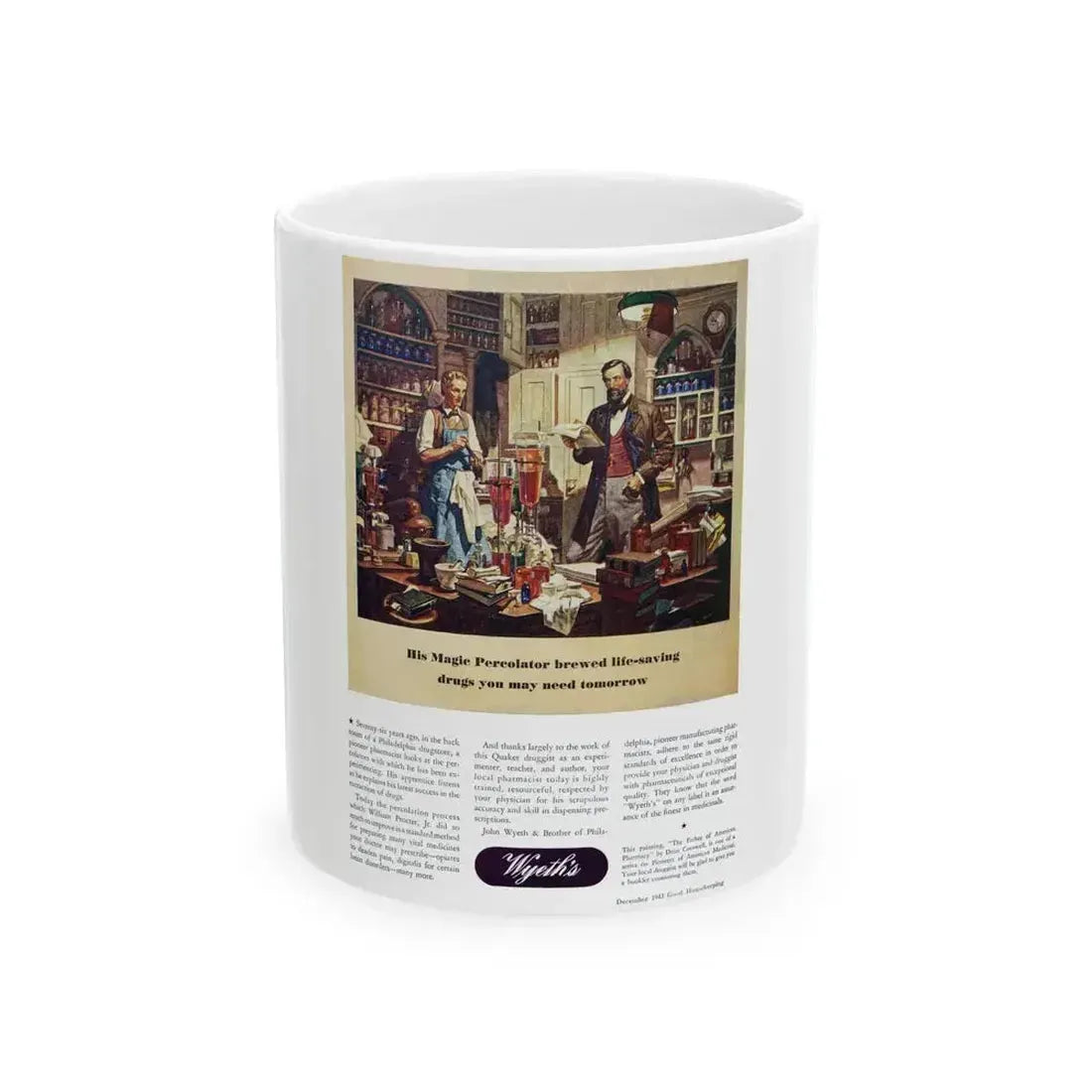 Advertisement for Wyeth, Good Housekeeping, December 1943 - White Coffee Mug 11oz - Go Mug Yourself