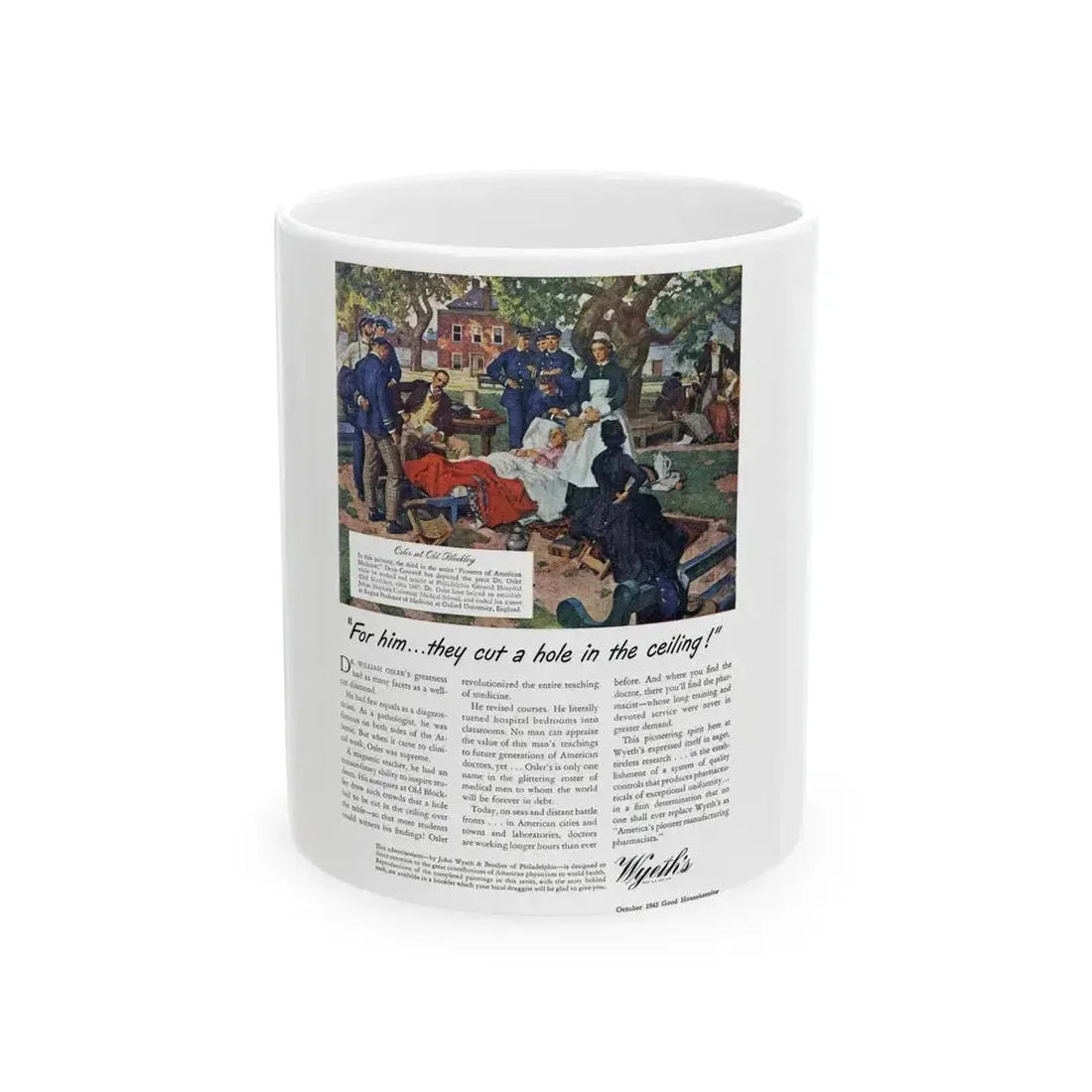 Advertisement for Wyeth, Good Housekeeping, October 1943 - White Coffee Mug 11oz - Go Mug Yourself
