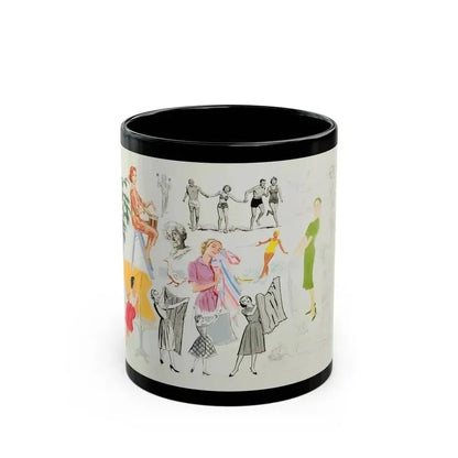 Advertisement Illustrations - Black Coffee Mug 11oz - Go Mug Yourself