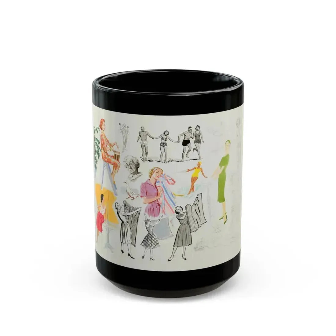 Advertisement Illustrations - Black Coffee Mug 15oz - Go Mug Yourself