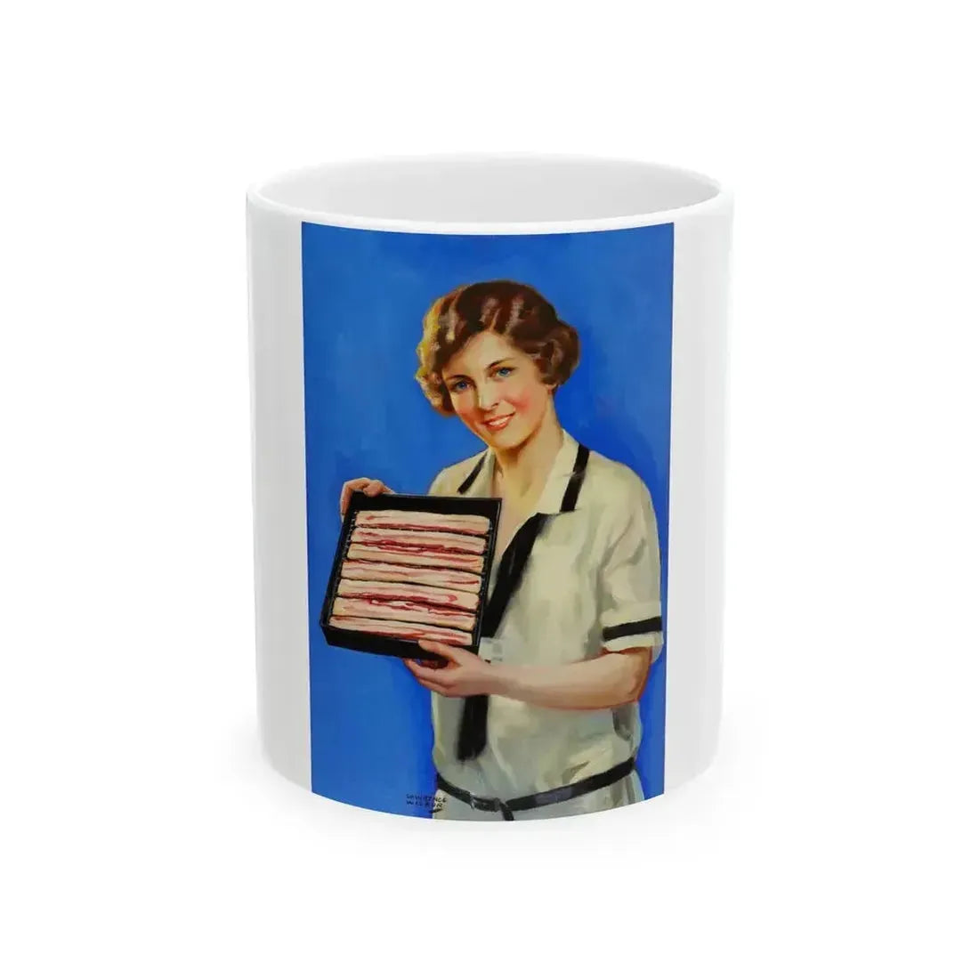 Advertising Illustration, probably for Armour's Bacon - White Coffee Mug 11oz - Go Mug Yourself