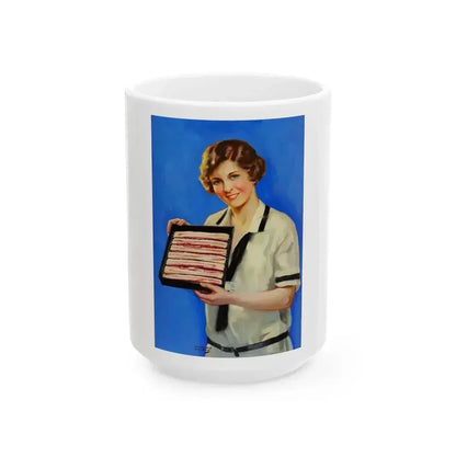 Advertising Illustration, probably for Armour's Bacon - White Coffee Mug 15oz - Go Mug Yourself