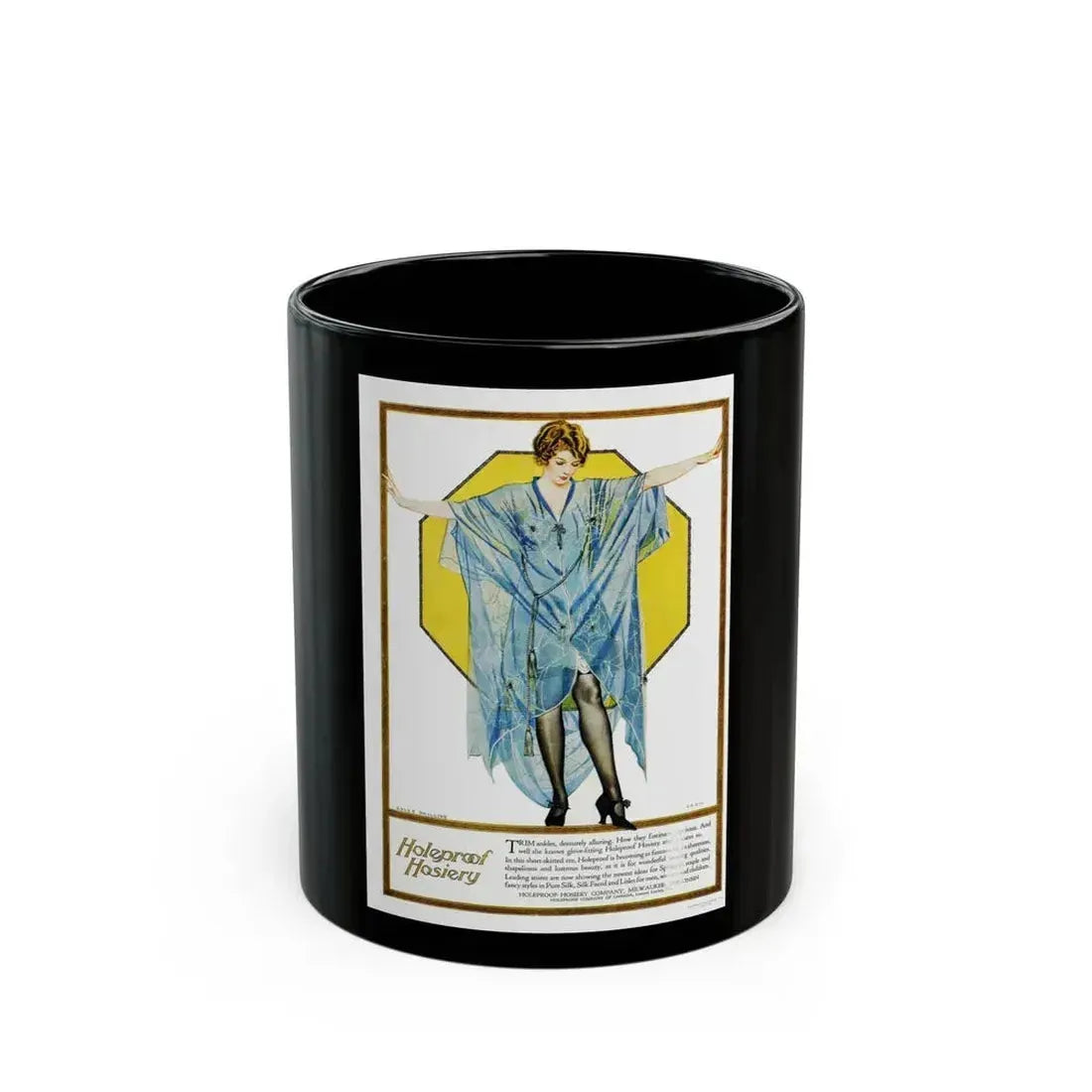 Advertisment for Holeproof Hosiery, Harper's Bazaar, March 1921 - Black Coffee Mug 11oz - Go Mug Yourself