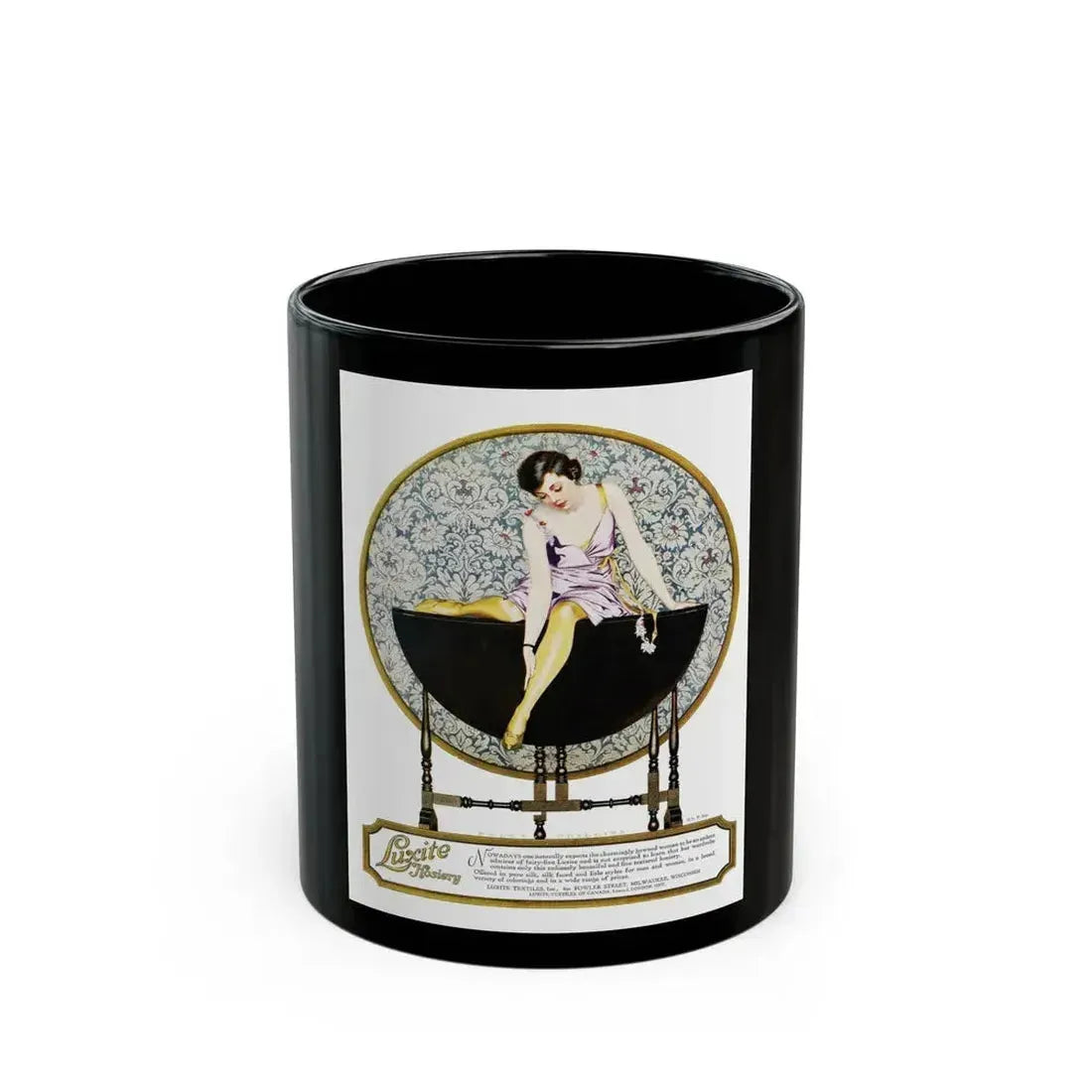 Advertisment for Holeproof Hosiery, Harper's Bazaar, October 1920 - Black Coffee Mug 11oz - Go Mug Yourself
