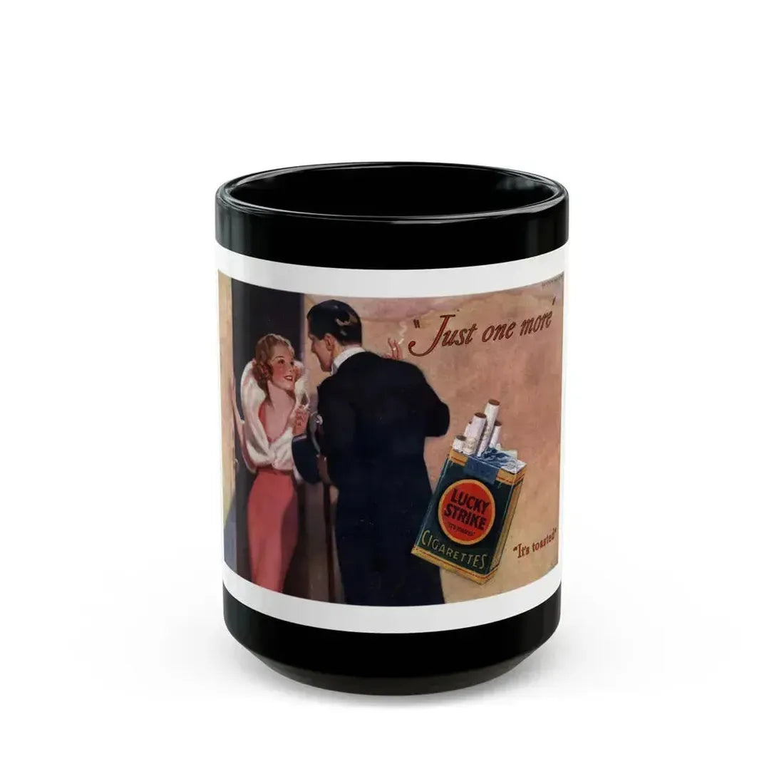 Advertisment for Lucky Strike, Bluebook Magazine backcover, November 1933 - Black Coffee Mug 15oz - Go Mug Yourself