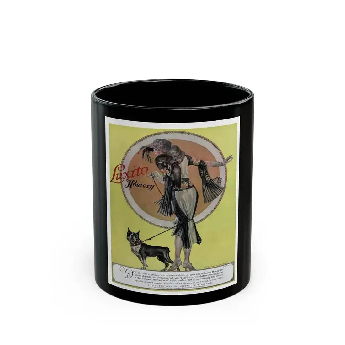 Advertisment for Luxite Hosiery, Harper's Bazaar, December 1922 - Black Coffee Mug 11oz - Go Mug Yourself