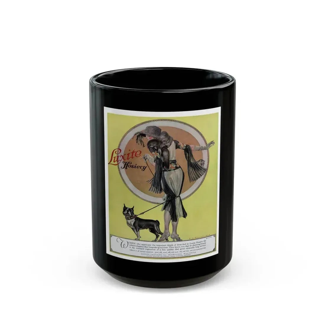 Advertisment for Luxite Hosiery, Harper's Bazaar, December 1922 - Black Coffee Mug 15oz - Go Mug Yourself