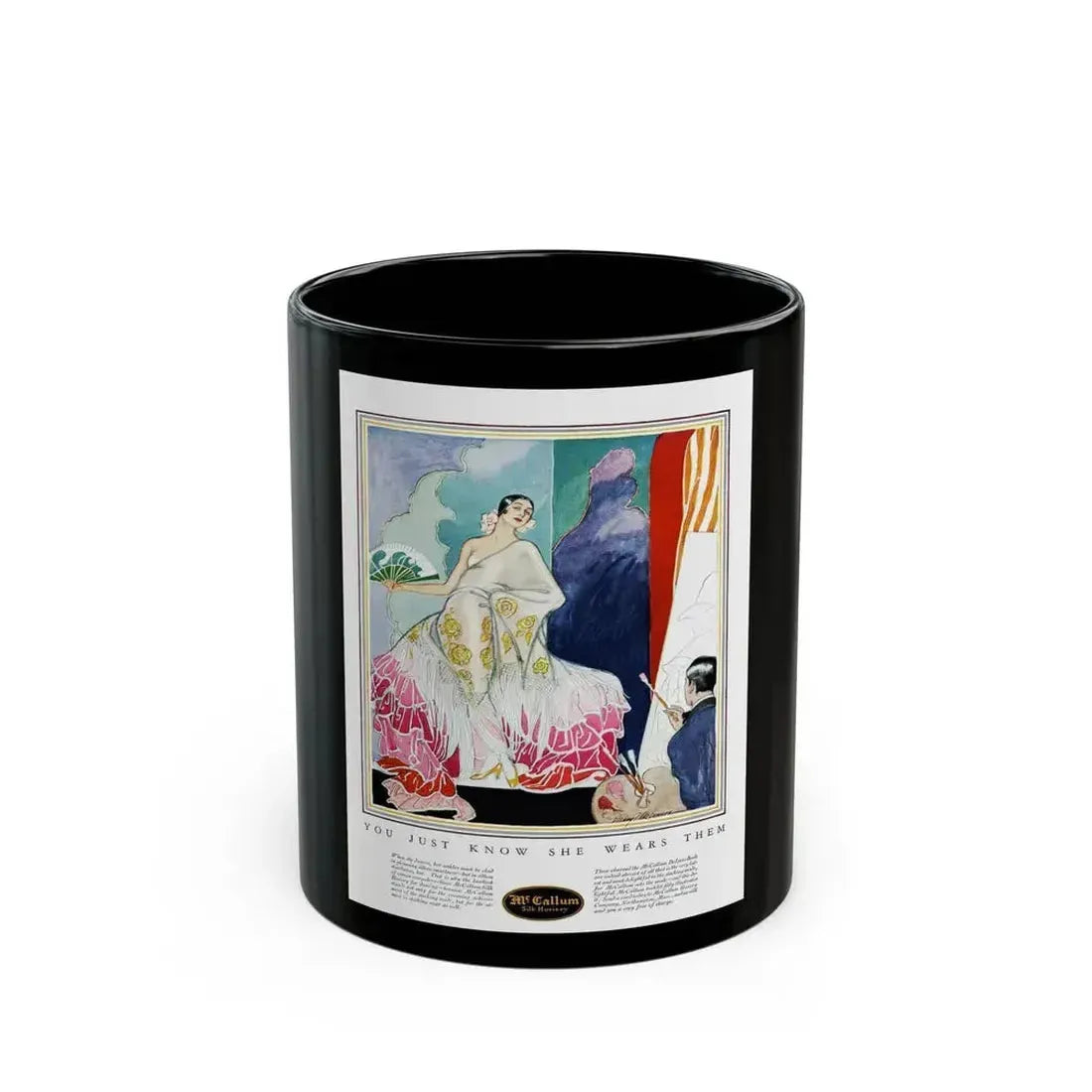Advertisment for McCallum Hosiery, Harper's Bazaar, April 1925 - Black Coffee Mug 11oz - Go Mug Yourself