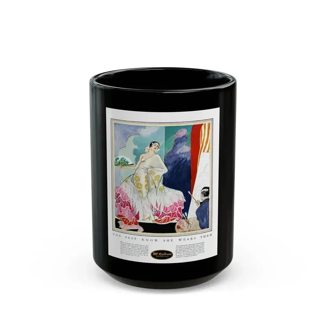 Advertisment for McCallum Hosiery, Harper's Bazaar, April 1925 - Black Coffee Mug 15oz - Go Mug Yourself