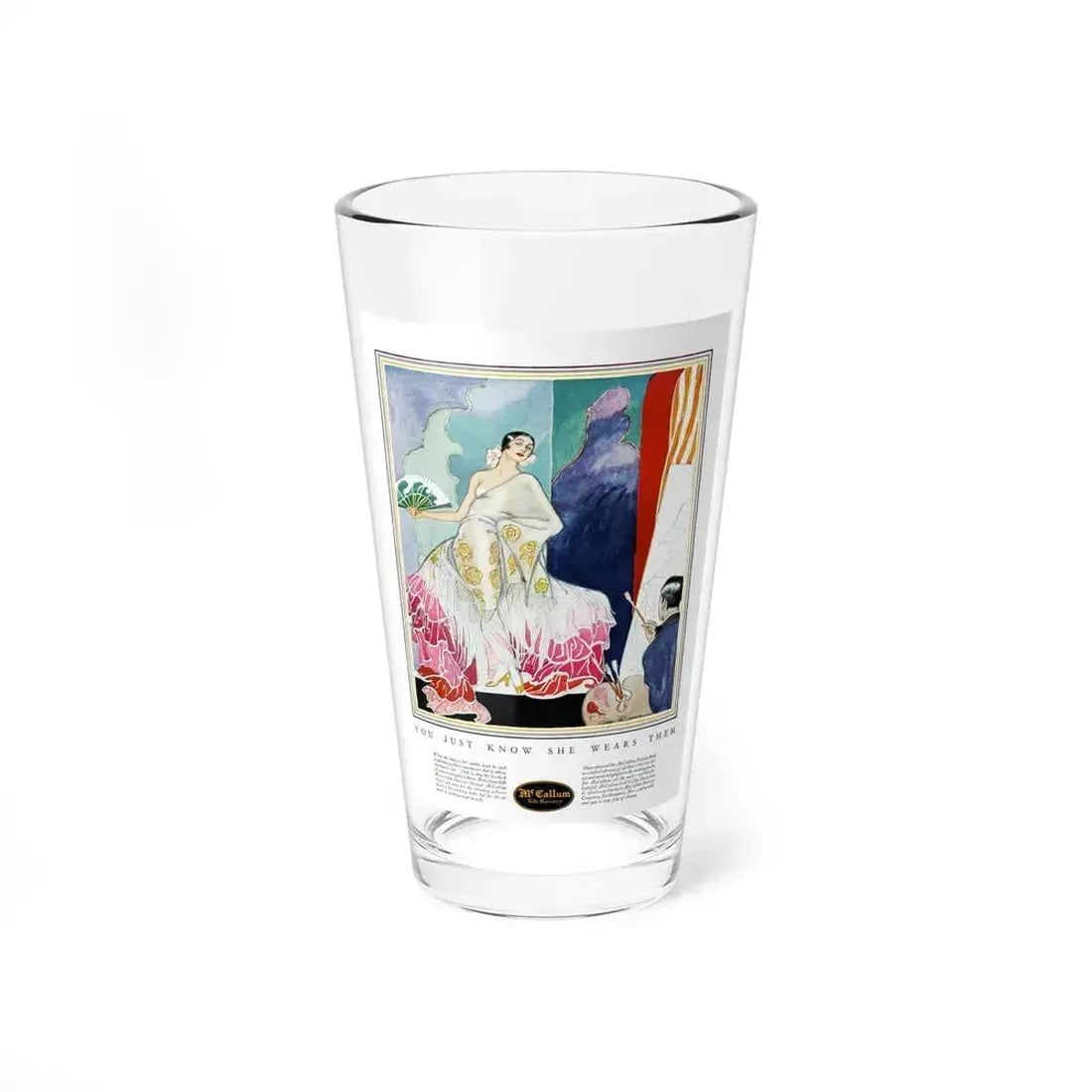 Advertisment for McCallum Hosiery, Harper's Bazaar, April 1925 (Magazine Illustration) Pint Glass 16oz - Go Mug Yourself