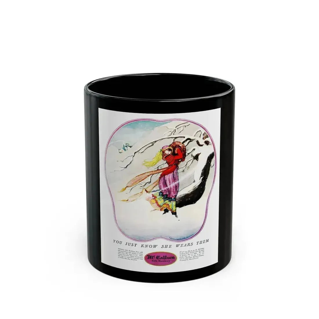 Advertisment for McCallum Hosiery, Harper's Bazaar, December 1924 - Black Coffee Mug 11oz - Go Mug Yourself