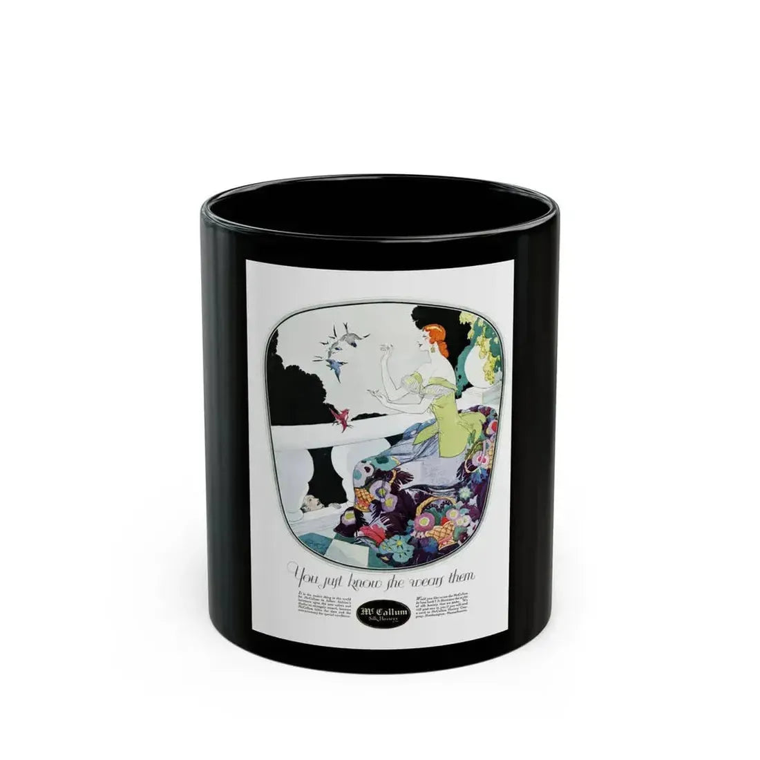 Advertisment for McCallum Hosiery, Harper's Bazaar, July 1923 - Black Coffee Mug 11oz - Go Mug Yourself
