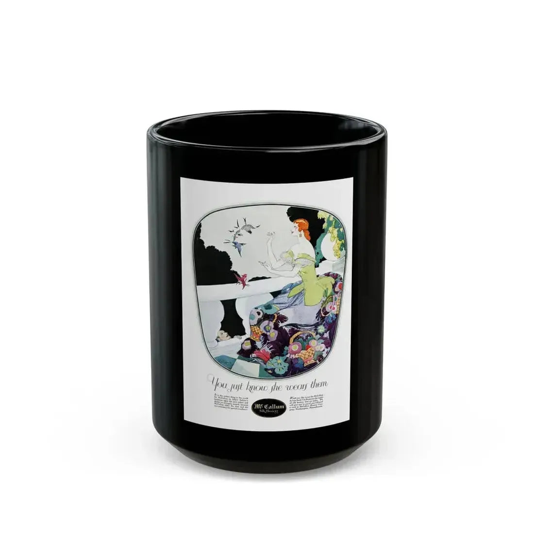 Advertisment for McCallum Hosiery, Harper's Bazaar, July 1923 - Black Coffee Mug 15oz - Go Mug Yourself