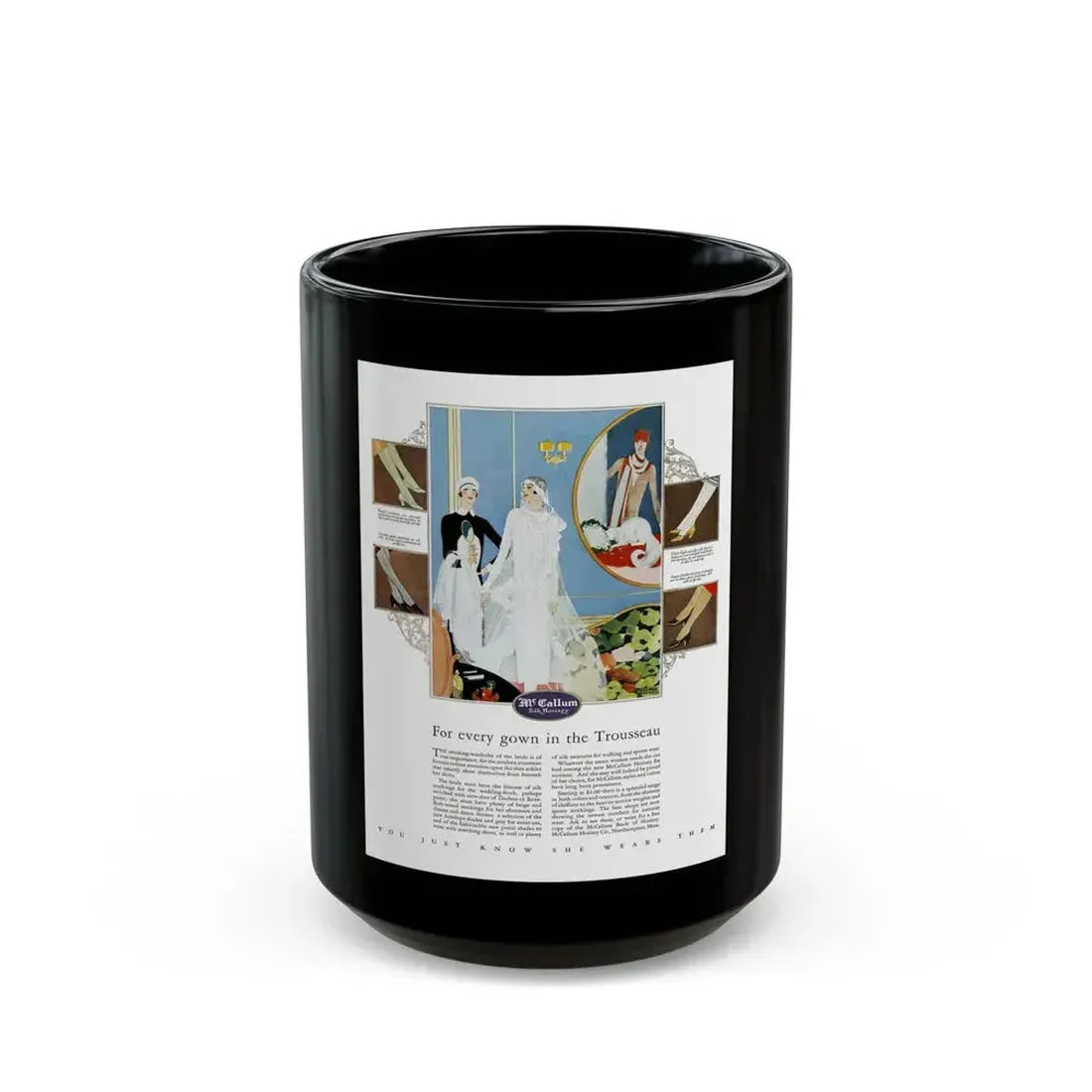 Advertisment for McCallum Hosiery, Harper's Bazaar, June 1926 - Black Coffee Mug 15oz - Go Mug Yourself