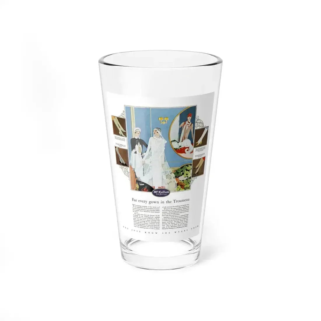 Advertisment for McCallum Hosiery, Harper's Bazaar, June 1926 (Magazine Illustration) Pint Glass 16oz 16oz - Go Mug Yourself