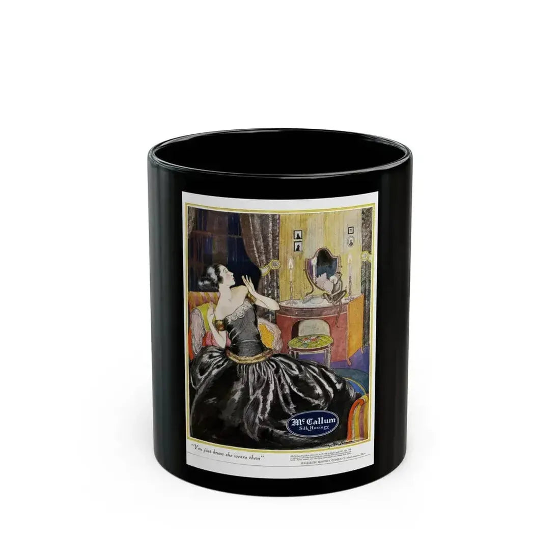 Advertisment for McCallum Hosiery, Harper's Bazaar, May 1922 - Black Coffee Mug 11oz - Go Mug Yourself
