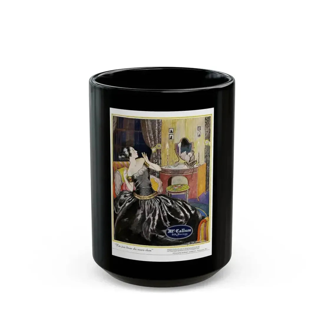 Advertisment for McCallum Hosiery, Harper's Bazaar, May 1922 - Black Coffee Mug 15oz - Go Mug Yourself