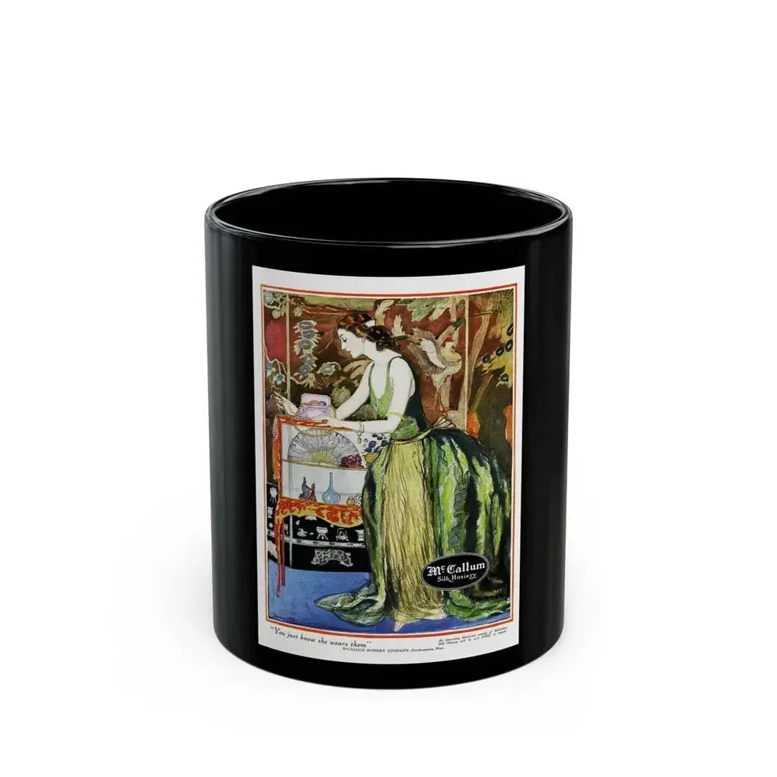 Advertisment for McCallum Hosiery, Harper's Bazaar, October 1922 - Black Coffee Mug 11oz - Go Mug Yourself