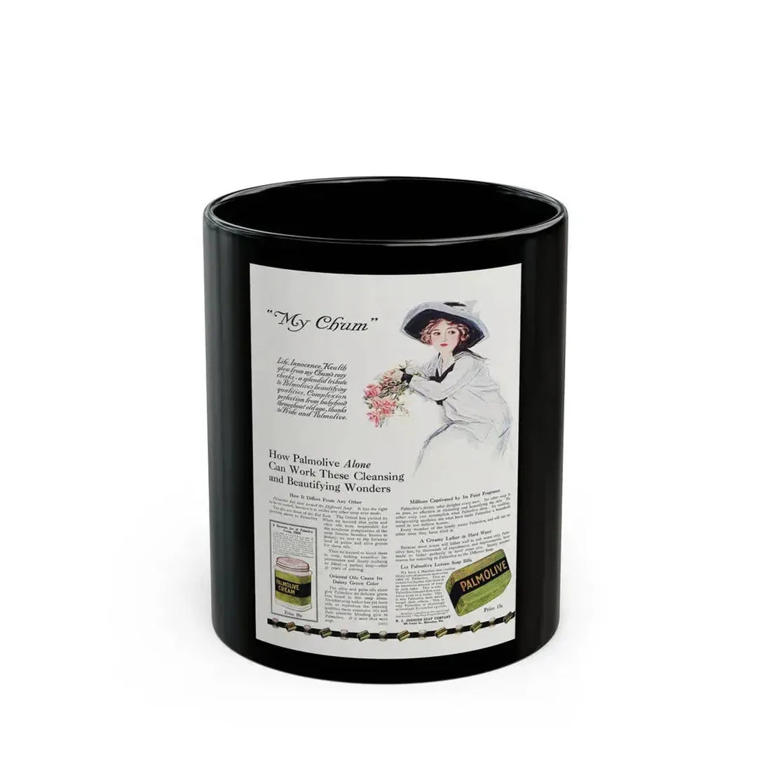 Advertisment for Palmolive, Vogue, June 15, 1912 (1) - Black Coffee Mug 11oz - Go Mug Yourself