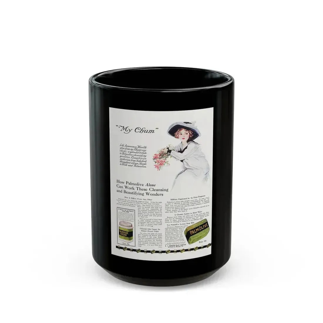 Advertisment for Palmolive, Vogue, June 15, 1912 (1) - Black Coffee Mug 15oz - Go Mug Yourself