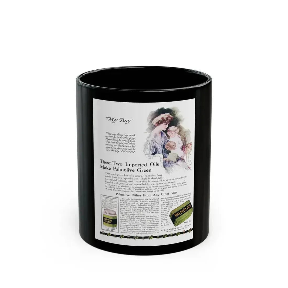 Advertisment for Palmolive, Vogue, June 15, 1912 (2) - Black Coffee Mug 11oz - Go Mug Yourself