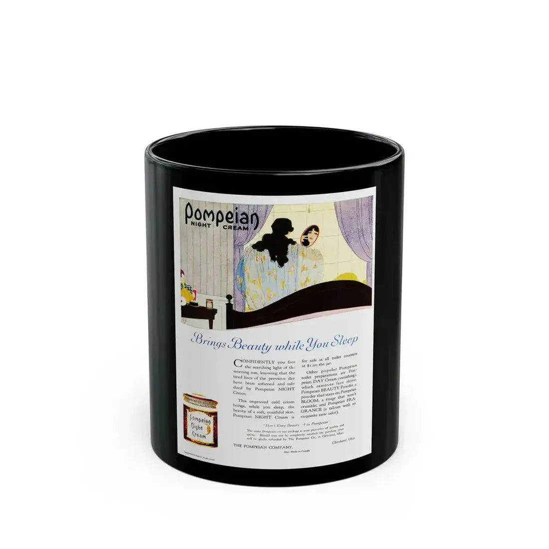 Advertisment for Pompeian, Harper's Bazaar, November 1920 - Black Coffee Mug 11oz - Go Mug Yourself