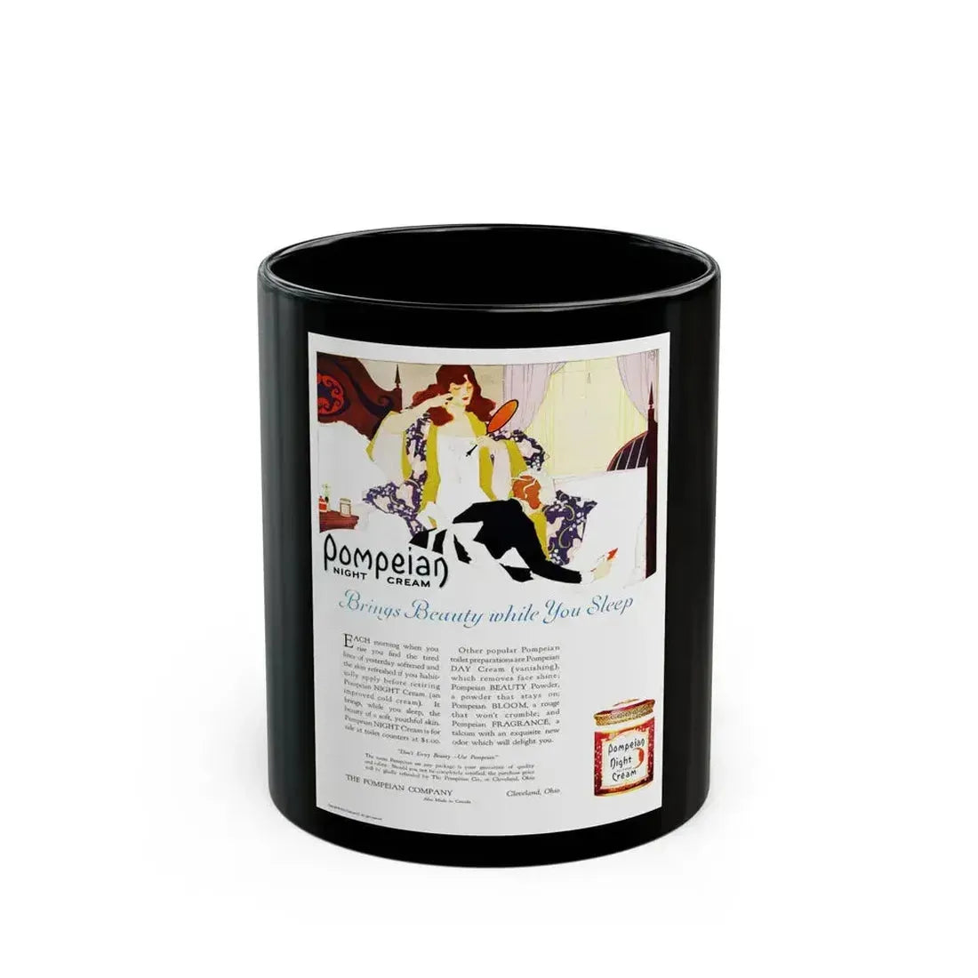 Advertisment for Pompeian, Harper's Bazaar, October 1920 - Black Coffee Mug 11oz - Go Mug Yourself