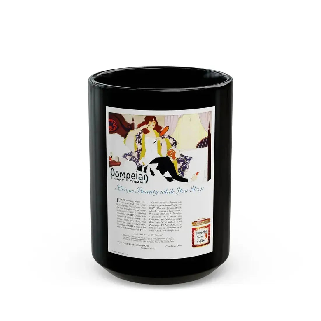 Advertisment for Pompeian, Harper's Bazaar, October 1920 - Black Coffee Mug 15oz - Go Mug Yourself