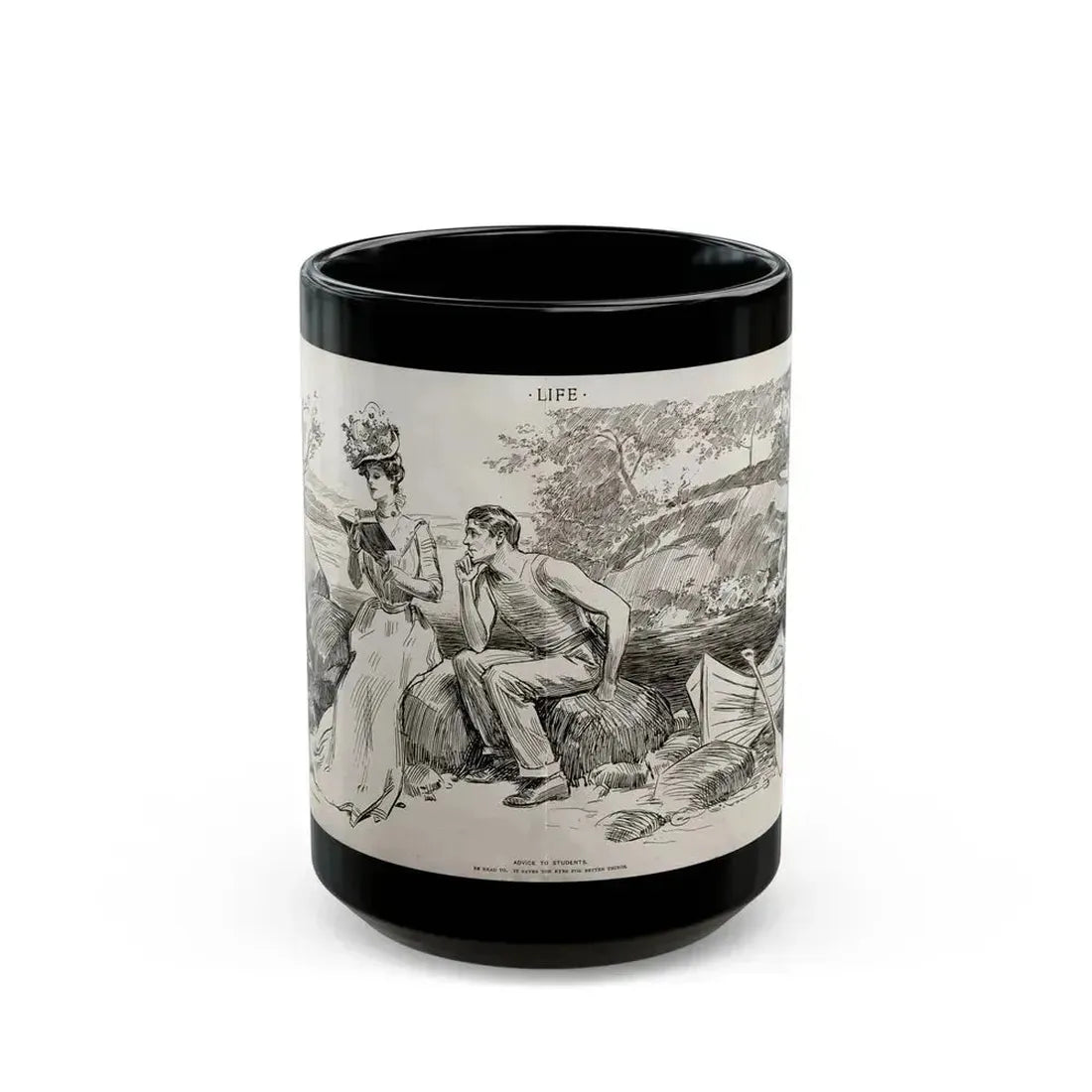 Advice to Students, Life magazine, July 12, 1900 - Black Coffee Mug 15oz - Go Mug Yourself