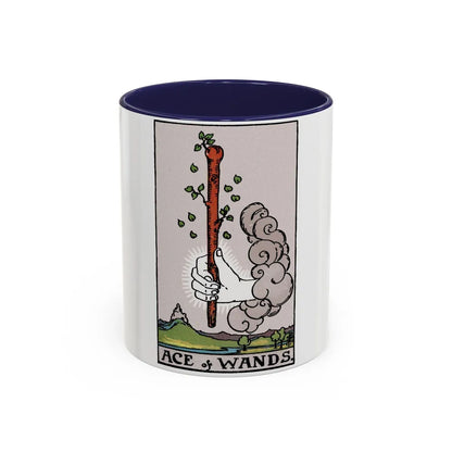 The Ace of Wands (Tarot Card) Accent Coffee Mug-11oz-Navy-Go Mug Yourself