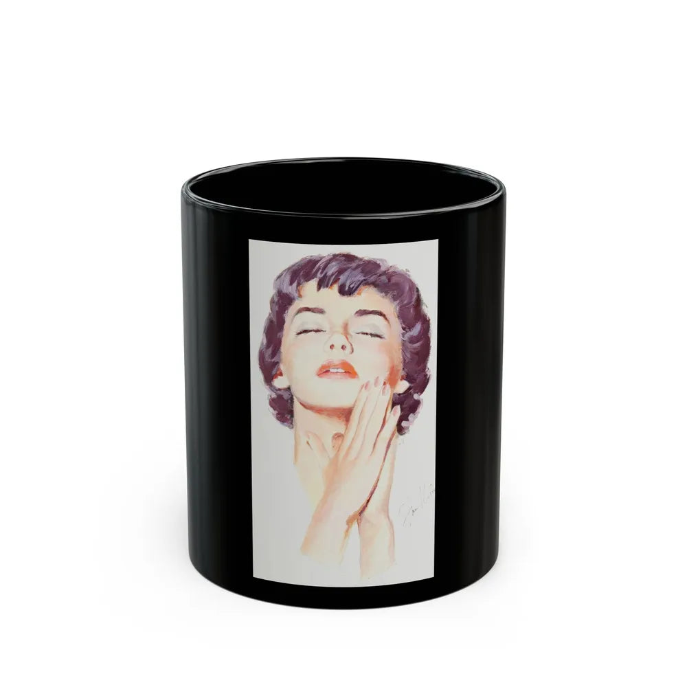 Dark Haired Women Portrait (c. 1950s) - Black Coffee Mug-11oz-Go Mug Yourself