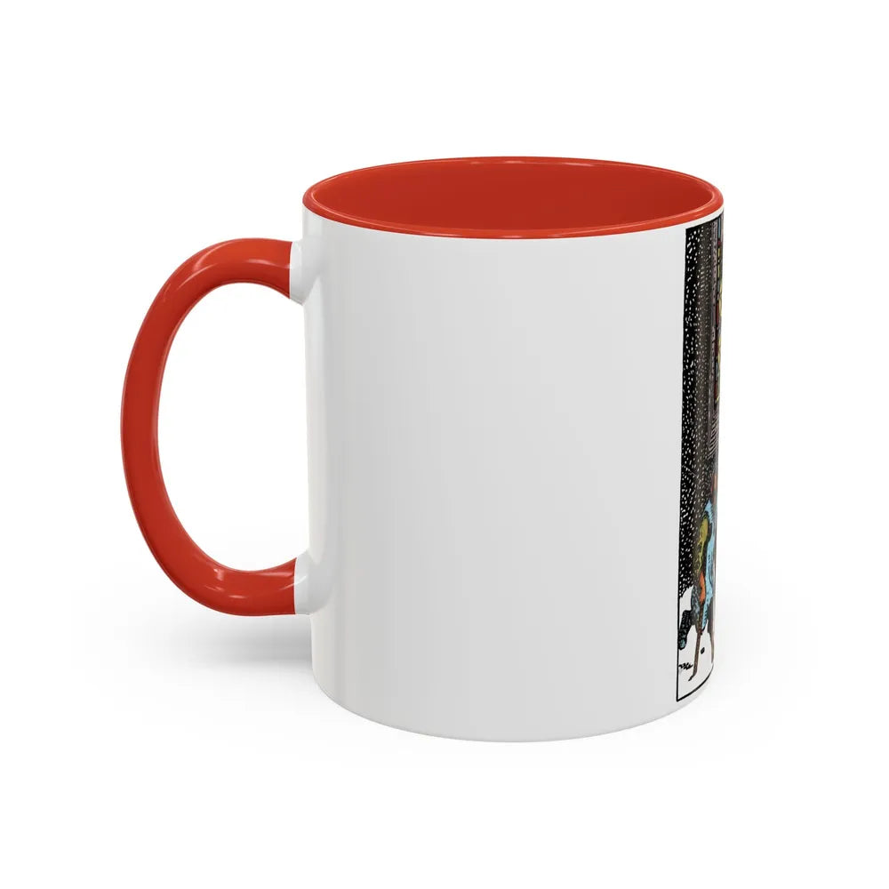 The 5 of Pentacles (Tarot Card) Accent Coffee Mug-Go Mug Yourself