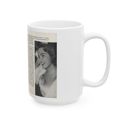 Terry Moore #442 - 66 PHOTOGRAPHS OF Terry MOORE U.K. Pocket Mag. Pages 14 & 15 (Vintage Female Icon) White Coffee Mug-Go Mug Yourself