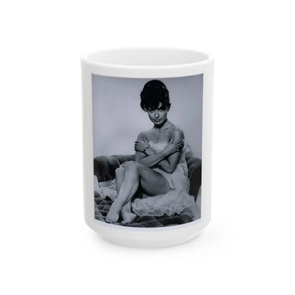 Jennifer Jayne #02 - B&W Full Body Linergie Barefoot Glamour Photo (Vintage Female Icon) White Coffee Mug-15oz-Go Mug Yourself