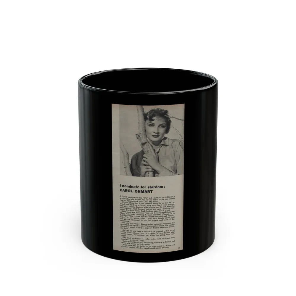 Carol Ohmart #61 - 1 B&W Photo & Article from Modern Screen Mag. July '55 (Vintage Female Icon) Black Coffee Mug-11oz-Go Mug Yourself