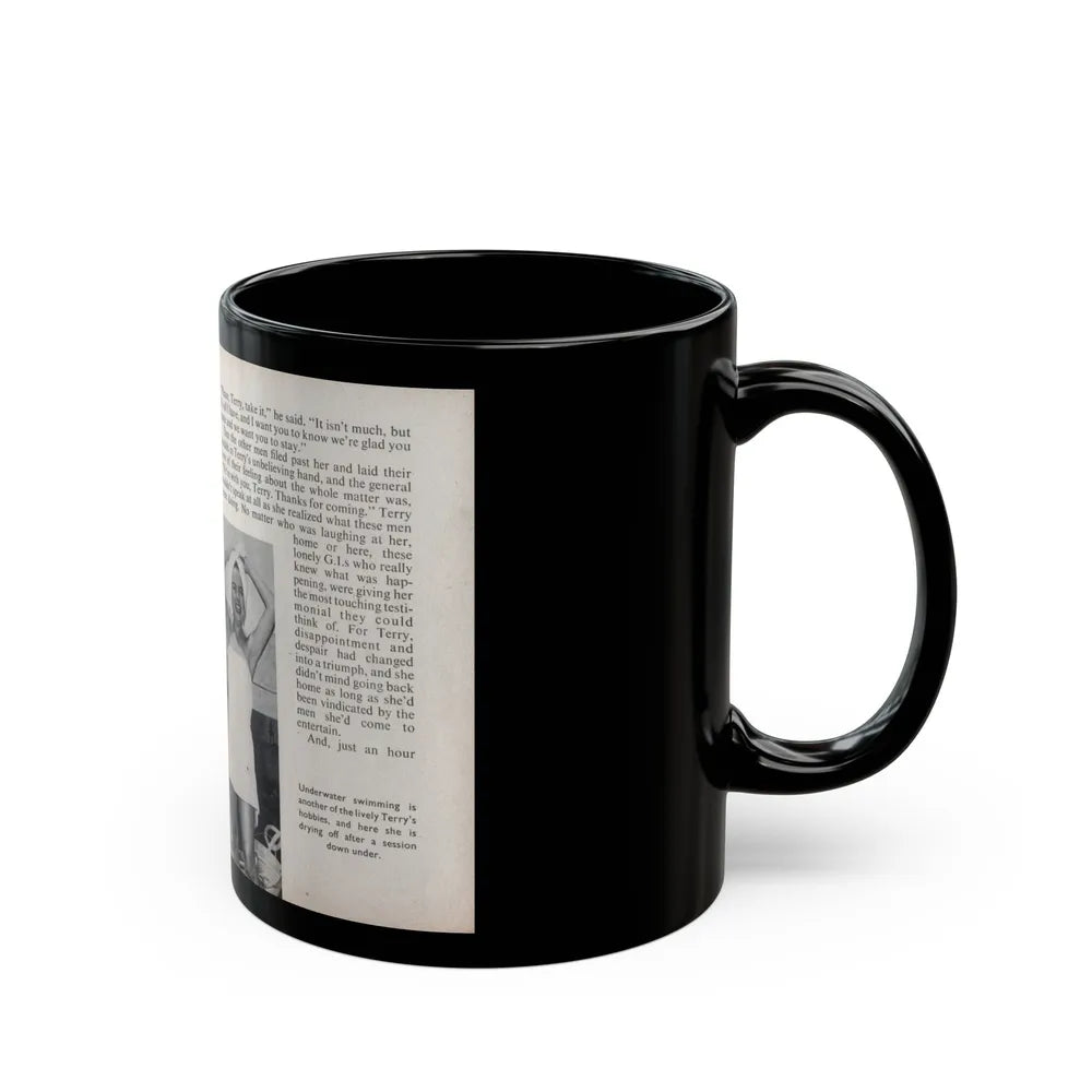 Terry Moore #453 - 66 PHOTOGRAPHS OF Terry MOORE U.K. Pocket Mag. Pages 36 & 37 (Vintage Female Icon) Black Coffee Mug-Go Mug Yourself