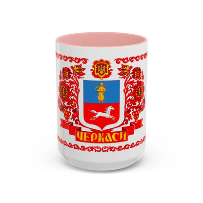 Flag of Cherkasy Ukraine - Accent Coffee Mug-15oz-Pink-Go Mug Yourself