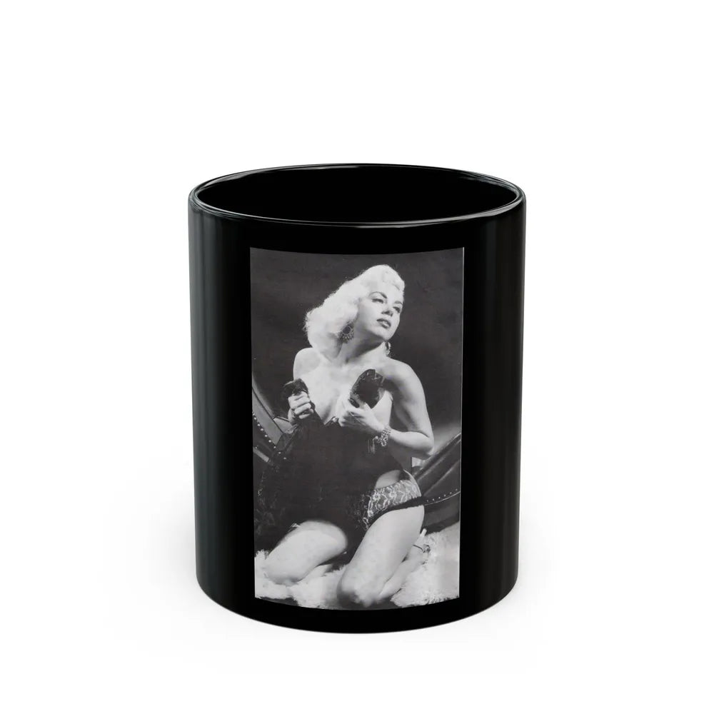 Jeanne Carmen #65 (Vintage Female Icon) Black Coffee Mug-11oz-Go Mug Yourself