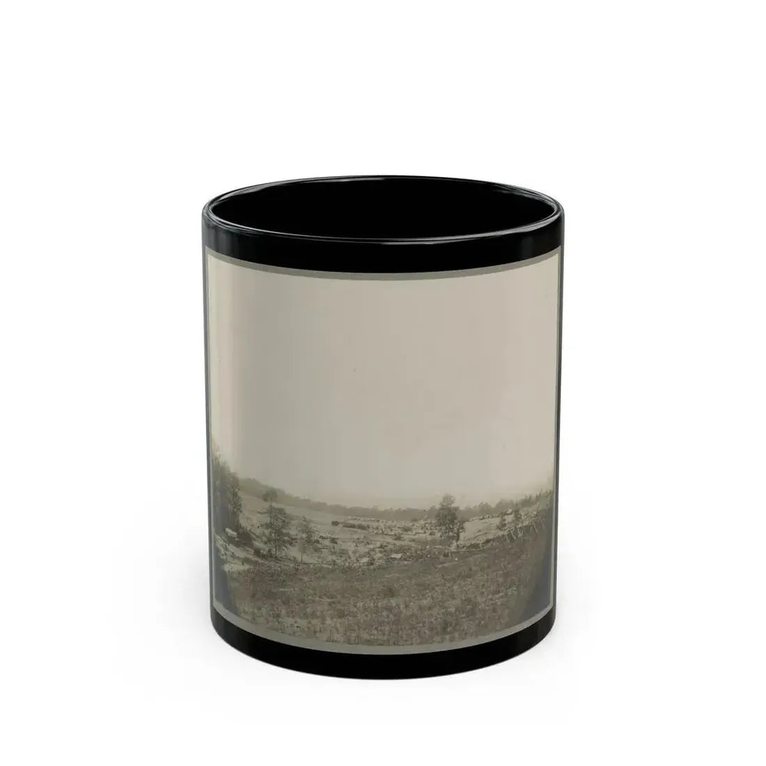 Aerial View Of A Camp In The Distance (U.S. Civil War) Black Coffee Mug 11oz - Go Mug Yourself