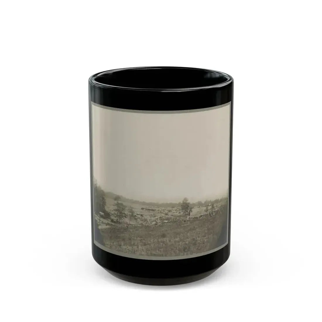 Aerial View Of A Camp In The Distance (U.S. Civil War) Black Coffee Mug 15oz - Go Mug Yourself