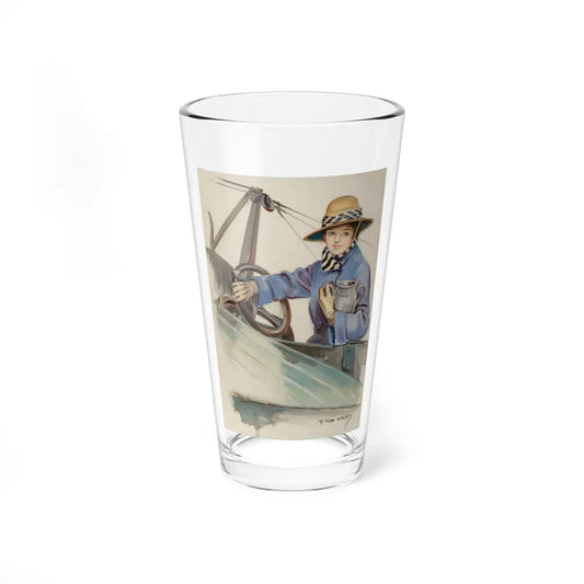 Aeroplane Girl (Magazine Illustration) Pint Glass 16oz-16oz-Go Mug Yourself