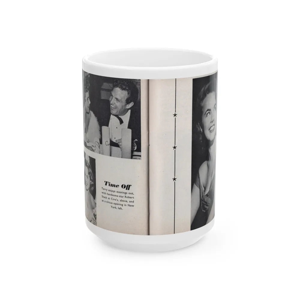 Terry Moore #463 - 66 PHOTOGRAPHS OF Terry MOORE U.K. Pocket Mag. Pages 56 & 57 (Vintage Female Icon) White Coffee Mug-15oz-Go Mug Yourself