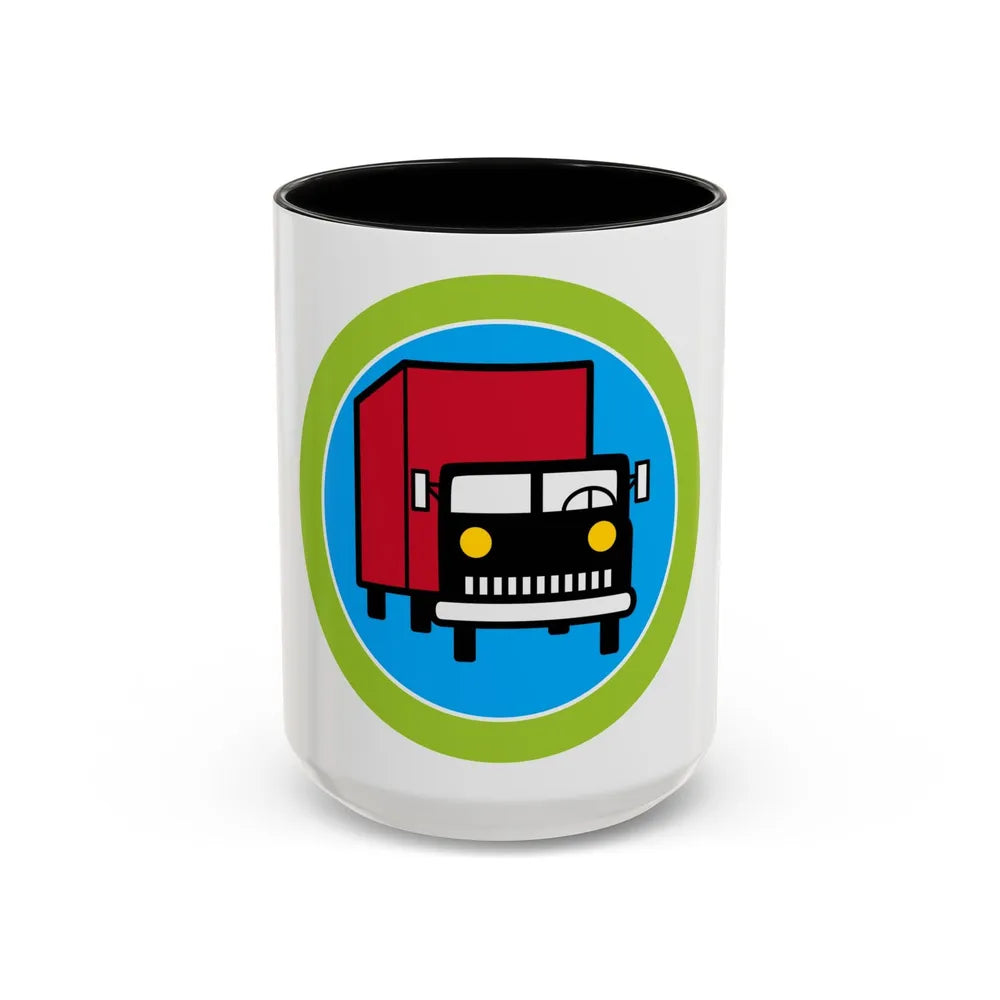 Truck Transportation (Boy Scout Merit Badge) Accent Coffee Mug-15oz-Black-Go Mug Yourself