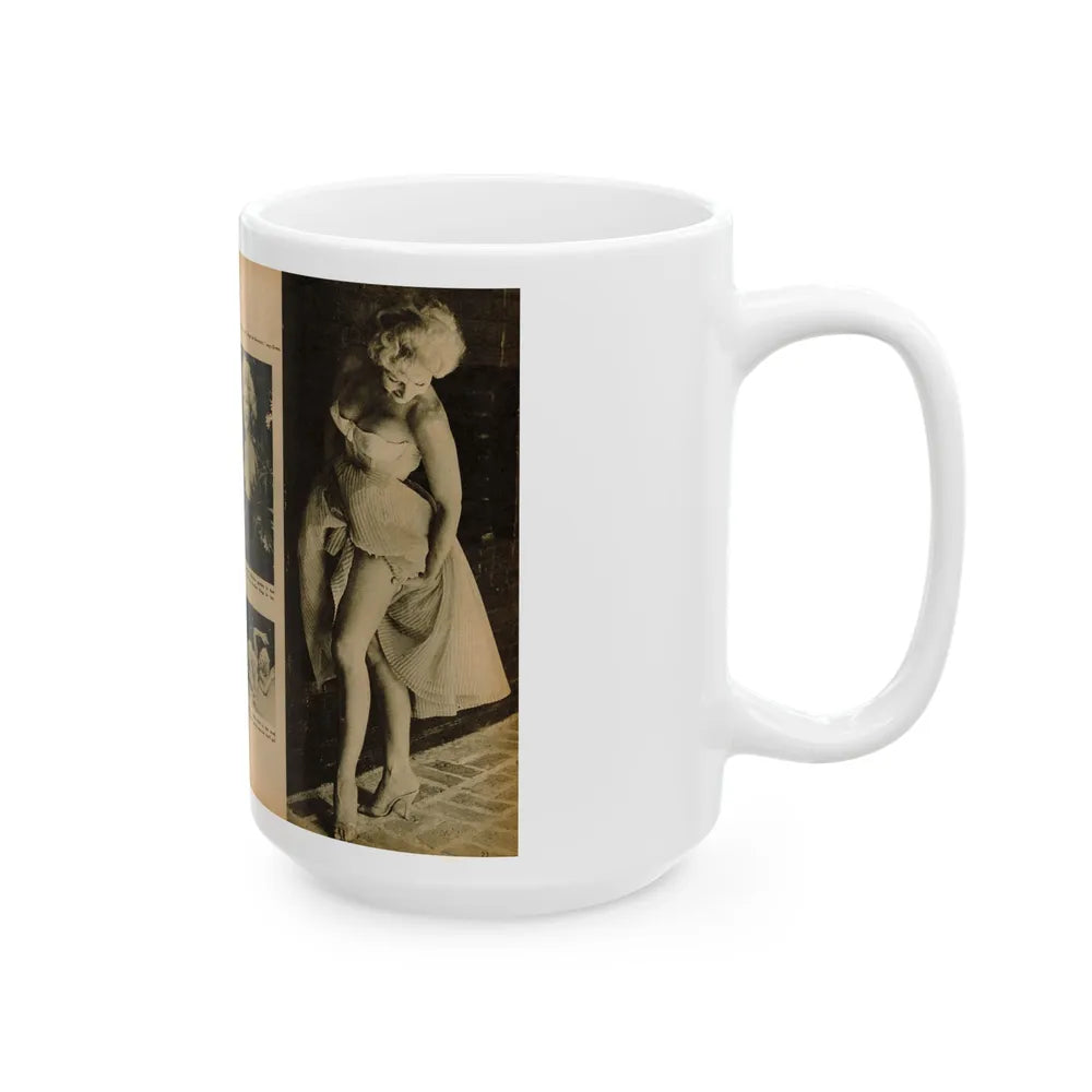 Greta Thyssen #136 - 2 Pages 4 B&W Photos & Captions from Fury Mag. June '57 (Vintage Female Icon) White Coffee Mug-Go Mug Yourself